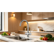 Multi-Tap Filtrete 3in1 Kokend Water Kraan <br /> met uitloop Geborsteld RVS - Rond Multi-Tap Filtrete 3in1 Kokend Water Kraan <br /> met uitloop Geborsteld RVS - Rond